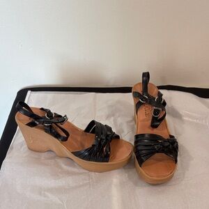 Elegant Black Wedge Sandals